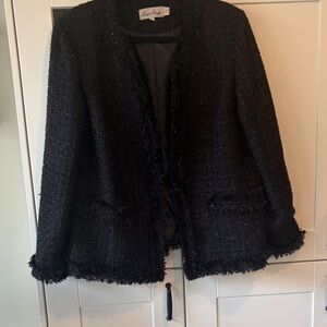 Rina Rossi Black Bouclé Fringe Blazer